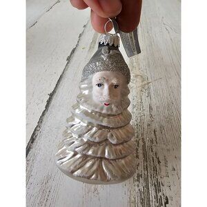 Lauscha‎ German Santa silver tree Glass ornament Xmas